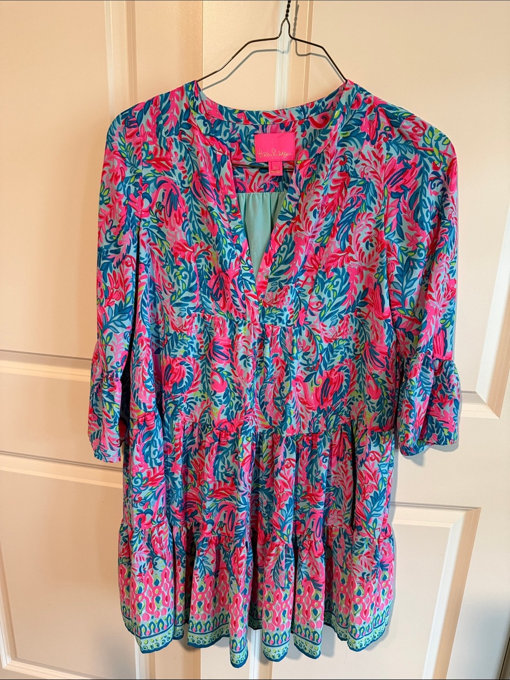 Lilly Pulitzer Pink, Teal & Blue Floral Tiered Tunic